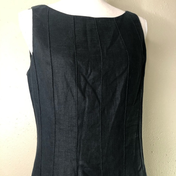 Anne Klein Black 100% Linen Pleated Dress Sz 12 - Picture 7 of 8